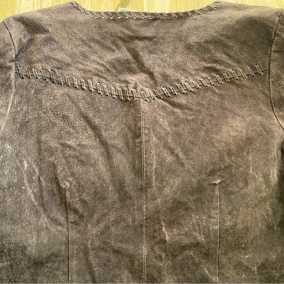 Vintage Brown Suede Cowboy Jacket Unique Fringe GORGEOUS XL Faded Glory - Picture 8 of 8